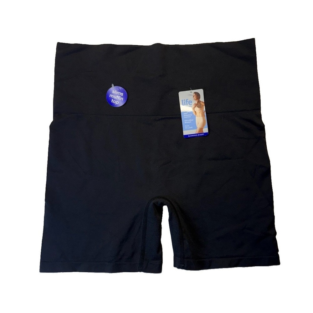 NWT Women's Life By Jockey Shapewear Slimming Shorts Black XL NWT Tummy Control